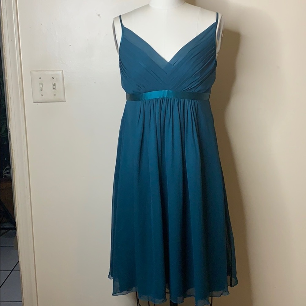 100% Silk Teal pleated dress